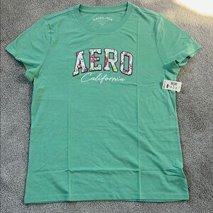 Aeropostale Classic Crew Green Women's Top new with tags